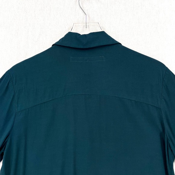 ENZA COSTA Shirt Womens Medium Teal Short Sleeve Tie Front Button Up Cropped NEW - Picture 4 of 15